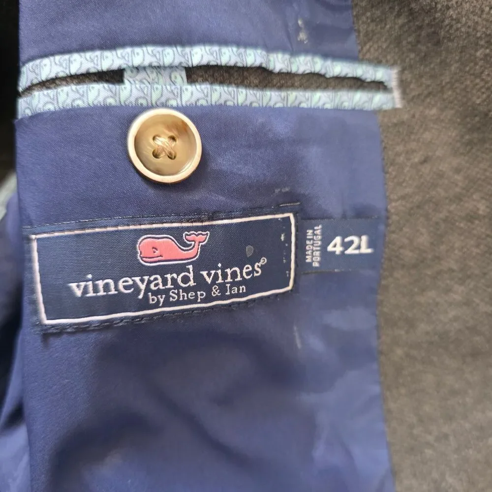 Vineyard Vines Blazer Sport Coat Mens 42L Gray Knit‎ Stretch Two Button USA
